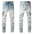 AM Jeans Light Wash Black Logo